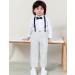 Mint Green Baby Boy Wedding Outfit Set 6-9 Months - Gentleman Suit with Suspender Trousers, Shirt, Bow Tie | Light Grey - Buy Online on GoSupps.com