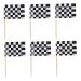 Cabilock 48pcs Checkered Flag Stick Black and White Fruit Decor Racing Flag Ice Cream Decor Flag Pole Topper Chequered Flag Car Trim Paper Cups Checkered Flag Toppers Bamboo Cake Lattice Black 48pcs