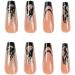 Justotry 24 Pcs Flame Fake Nails: Long Black French Press on Nails - Glitter Ballerina Stick on Nails for Women - Acrylic Coffin False Nails Medium with Glue - Nail Art Flames & Black - Buy Online on GoSupps.com