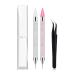 2 Pack Rhinestone Picker Dotting Pen Dual-Ended Diamond Painting Wax Pencil Gems Crystals Picker Pen Nail Art DIY Decoration Tool with 1PCS Tweezer Pink+White