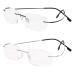 VISENG Set of 2 Rimless reading glasses titanium metal ultra light Readers of Men Women +1.25 A:2 Pack(black?silver) 1.25 Diopters
