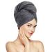Sunland microfiber hair towel for women super absorbent quick drying magical hair turban for drying long hair soft and large 61 x 109 cm gray gray 24inchx43inch