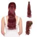 24" Long Curly Wavy Wrap Around Ponytail Clip in Hair Extensions One Piece Hairpiece Magic Tape in Pony Tail Extension for Women Dark Red Dark Red 24 Inch