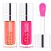 ZARICS 2 PCS Plumping Lip Oil  Hydrating Lip Gloss Tinted Lip Balm Lip Care Transparent Toot Lip Oil  Lasting Nourishing Lip Glow Oil Big Brush Head Glitter Shine Primer Lip Tint (PINK + CHERRY)