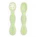 Vicloon Baby Fork and Spoon Set 2Pcs Silicone Spoon Baby Weaning Spoon Set Self Feeding Utensil Easy Grip Toddler Cutlery Kit Soft Baby Spoon for Infant Toddler Children First Led Training Weaning Light Green
