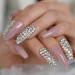 Shop HUJL Super Long Coffin Ballerina Artificial Nails - Pink Purple AB Diamonds Pressed On False Nails for Stunning Manicure | International Shipping Available - Buy Online on GoSupps.com