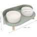 Kjaoyu Elevated Puppy Bowls for Food & Water | Ceramic Cat Bowls | Cervical Spine Protection | Double Feeder | Green & White - Buy Online on GoSupps.com