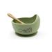 Ali Essence 100% BPA Free Silicone Suction Baby Bowl and Spoon, 2 PC Food Grade Safe Suction Baby Feeding Set with Spoon for Babies Kids Toddlers - First Stage Self Feeding (Green)