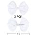 2 PCS White 4 Inch Satin Bow Set for Little Girls - Perfect Hair Accessory - Buy Online on GoSupps.com