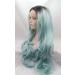 Xingyu 22 Blue Pastel Dark Roots Heat Resistant Lace Front Wig - Long Wavy Synthetic Wig for Women Cosplay Party and Drag Queen - Buy Online on GoSupps.com