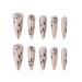 Spring Black Leaf Almond Fake Nails Set - 24Pcs with Nail Glue | Simple Leaves Design for Women and Girls - Buy Online on GoSupps.com