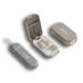 Pill Cutter and Pill Box Set Portable Pill Splitter for Travel Pills and Small Pills Organiser Medication Storage with Safety Lock Pocket Size (Light Grey)