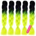 Eyand 5pcs jumbo braiding synthetic KanCalon Ficht Hair Extensions - 100g/PC 24inch ombre braiding hair braided twist braid hairstyle (black/green -yellow) black/green yellow