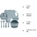 Cooshi Kids Baby Self Feeding Tableware Set - Suction Plate, Bowl, Sippy Cup, Bib, Placemat, Cutlery Set - 9 Piece Blue Set for Easy Weaning - Buy Online on GoSupps.com