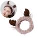 Jilukibo 2 Pack Deer Antler Cat Ear Headband for Women - Soft Elastic Hair Band for Makeup, Washing Face, Shower, Yoga, Spa - White Brown - Buy Online on GoSupps.com