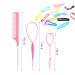 Topsy Tail Hair Tools Set - 106pcs Styling Kit with Rat Tail Comb, French Braiding Tool, Hair Loop Styling Tool, and 100 Colored Rubber Bands for Girls - Buy Online on GoSupps.com