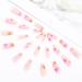 Colorful Matte Long Coffin Press on Nails - Pink Flower Design 24Pcs for Women and Girls - Buy Online on GoSupps.com