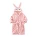 Miyanuby baby boys girl bathrobe soft flannel long-sleeved animal hoodie morning coat nightwear homewear for children baby boy girls gift 4-5 years #3 rabbits pink