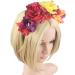 Women Day of The Dead Headband Artificial Rose Flower Crown Mexican Halloween Festival Headpiece Colorful Fake Stamen Party Hair Hoop - Buy Online on GoSupps.com