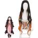 Nezuko Demon Slayer Cosplay Wig with Accessories - Long Curly Black Orange Gradient Kids Wig for Halloween Props - Buy Online on GoSupps.com