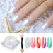 5 Pieces Pearl Glitter Nail Powder Set - Aurora Mirror & Chameleon Chrome Pigment for Stunning Nail Art - Includes 5 Colorful Sponge Brushes - Buy Online on GoSupps.com