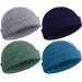 SATINIOR 4 Pieces Trawler Beanie Watch Hat Roll up Edge Skullcap Fisherman Beanie Unisex Lake Blue, Green Grey, Navy Blue, Grey