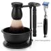 Matte Black Shaving Stand Set with Bowl, Brush, & Anti-Skid Handle - Men's Grooming Kit - Buy Online on GoSupps.com