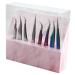 Dust-proof Eyelash Tweezers Holder with Cover  Acrylic MarbleTweezer Organizer for Lash Cart (Pink)