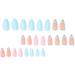 JUSTOTRY 24 Pcs Matte Stiletto Short False Nails | Heart Pattern Pale Pink & Blue French Press On Nails | Pretty Fake Nails with Nail Glue | Almond Medium Stick On Nails for Women - Buy Online on GoSupps.com
