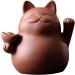 Handmade Chinese Zisha Tea Pet Maneki Neko - Lucky Wealth Cat for Kung Fu Tea Tray Accessories - Multi-Colored Purple Clay - Buy Online on GoSupps.com