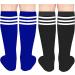 Kids Soccer Socks | Toddler Knee High Tube Socks for Boys & Girls 3-6 Years | Blue & Black Striped Design | Cotton Sport Stockings - Buy Online on GoSupps.com