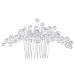 Bride Wedding Crystal Hair Bridal Flower Side Hair Clip Rhinestone Bridal Comb Barrette Handmade Flower Hair Clip Head Pieces Bridal Headpiece Wedding Accessories for Women and Girls - Silver