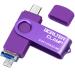 64GB 3 in 1 USB 3.0 Flash Drive Photo Stick for Android Phones BorlterClamp OTG Memory Stick with 3 USB Ports (USB C microUSB USB A) for Samsung Galaxy LG Tablets PC and More Purple 64GB Purple