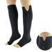 Amadon zipper compression stockings for women and men open toe leg support varicose veins stockings for edema swollen nurses pregnancy restoration black l l black