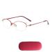 Half-Frame Alloy Reading Glasses for Women Blue Light Blocking Lightweight Comfortable Computer Reader 2.0x Red