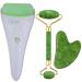 Jade & Ice Roller + Gua Sha Massager Tool Set for Face & Eyes by Charmlily, Puffiness, Reduce Wrinkle Aging, Migraine, Pain Relief on Neck & Body, Cold Facial Original Natural Stone - 3 in 1