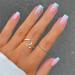 Sethexy French Short Square False Nails Collection Fashion Press on Nails Glossy Fake Nails 24Pcs Acrylic Stick on Nail Tips Blue Swirl
