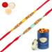 Ghasitaram Gifts Rakhi for Brother Rakhis Online - Set of 2-6512 Rakhis with 100 GMS of Dryfruits Mix Can Rakhi Set with 100 gms of Dryfruits Mix Can