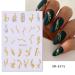 Marble Nail Art Stickers Decals Cyan Blue Gold Stripe Line - 6 Sheets - Buy Online on GoSupps.com