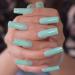 Mint Green Extra Long Square Press On Nails - Glossy Acrylic Nail Set for Women | 24 Pcs Perfect for Prom & Parties - Buy Online on GoSupps.com