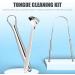 Plbied Tongue Scraper Cleaner Set - Professional 3-Part Silver Set with Case for Adults | Bad Breath & Oral Hygiene - Buy Online on GoSupps.com
