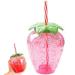 Strawberry Shaped Kawaii Cup with Straw for Boba Tea Pp Cute Cups with Lid and Straw Kawaii Tea Cup Bottle for Women