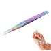Nail art tweezers - professional just tweezers stainless steel pointed eyelash extensions tweezers colorful false eyelashes propping tweezers plugs manicure tools for eyebrows nail art
