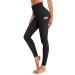OUGES women's sports leggings high waist leggings yoga pants opaque sports pants with pockets L black