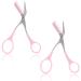 Ey brow shears with comb professional precision eye brew trimmer scissors eyebrow trim scissors with comb and non-slip finger handles hair removal eye brow shears (pink) 2 x light pink