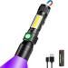 UV LED Torches Rechargeable (with 2200 mAh 18650 Battery) iToncs 3 in 1 White Light Black Light COB Red Light Torch Small Strong Magnet Bright 395 nm UV Lamp for Banknotes Urine of Pets 1 piece