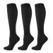 Hycoprot 3 pairs of compression stockings for women and men compression socks Support stockings 15-20 mmHg running stockings compression for fitness flight sports running cycling trip black L-XL