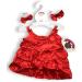 Frilly Satin Dress + Bows Outfit for Build a Bear | Red Teddy Bear Clothes - Buy Online on GoSupps.com