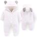 Newborn Baby Cartoon Bear Snowsuit | Winter Fleece Hooded Romper 9-12 Months | White - Buy Online on GoSupps.com