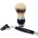 NSNT EXCISIT Razor Brush Set for Men - Natural Cosmetic Bristles & Hair Knot - Stylish Black Shaving Brush Rack (9x15cm) | Perfect for Home Grooming - Buy Online on GoSupps.com